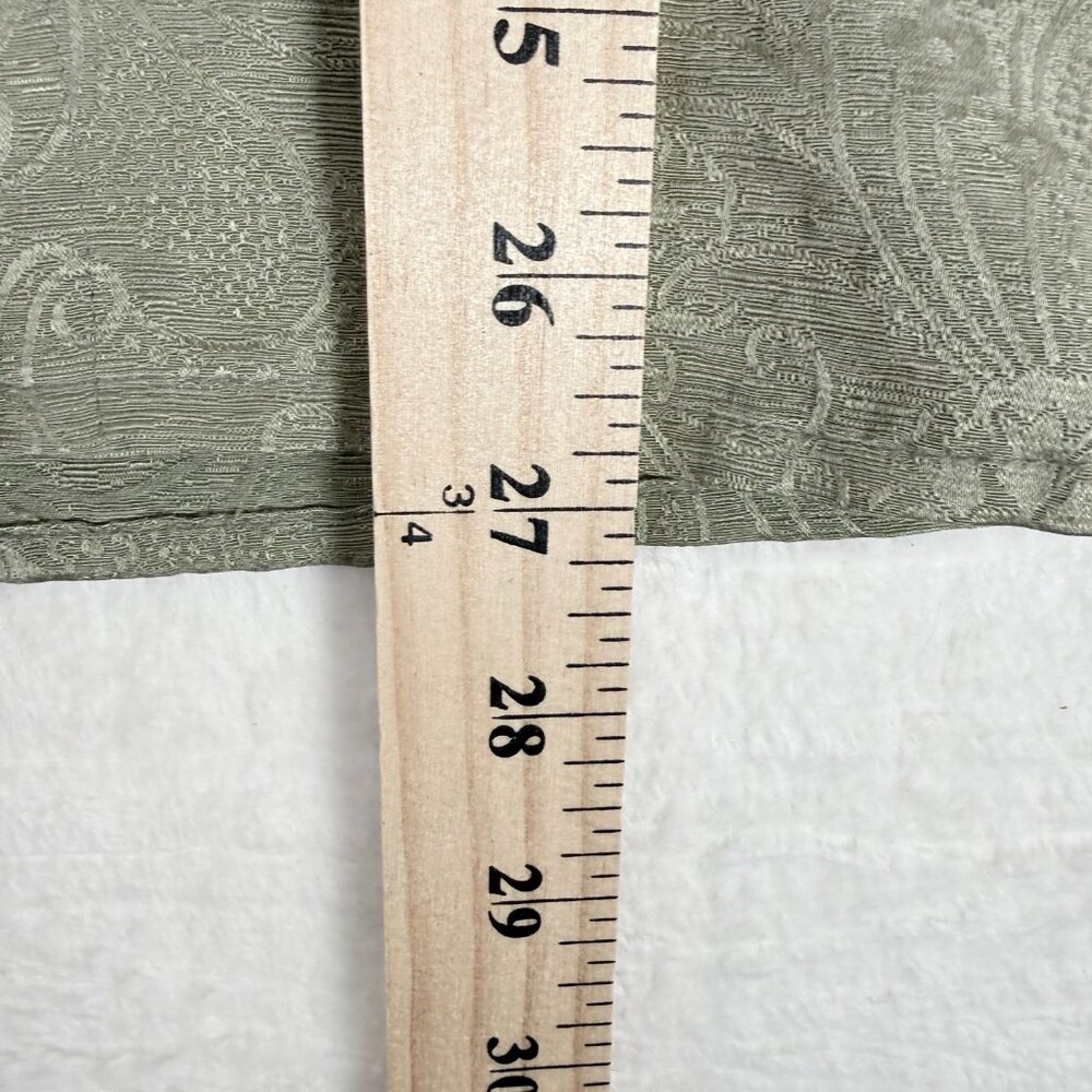 Chicos Shirt Womens‎ Size 2 Green Silk & Linen Textured Paisley Button Pocket - Picture 6 of 7